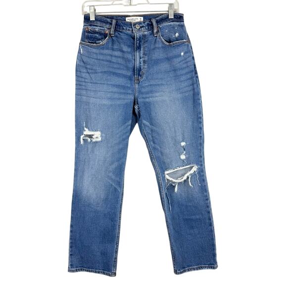 Abercrombie & Fitch Curve Love The Ankle Straight Ultra High Rise Distressed 6R - Picture 2 of 14